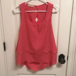 Coral/Pink Scalloped Top